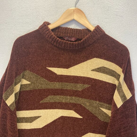 Vintage Bergati Chenille Sweater Mens XL Geometric Retro Pullover Soft Comfy - Picture 4 of 12